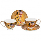 Чайный набор на 2 персоны "поцелуй" (г. климт) 4 пр. 300 мл золотой