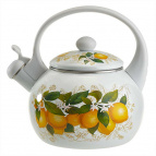 EM-1319  Чайник эмалированный со свистком 2,5 л, "Лимоны"(6)
