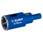 ЗУБР АГК  Алмазная коронка d 16 мм (центр. сверло, трехгр. хвост, Р60) (29850-16)