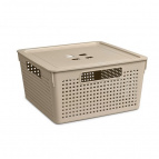 Коробка для хранения квадратная "Лофт" с крышкой 11л (латте)