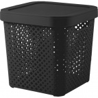 Корзина для хранения с крышкой Plast Team BLACK 20 л