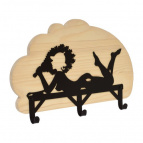 Вешалка брашированная, "Девушка", 36*23 см, 3 крючка, массив сосны, "Банные штучки"