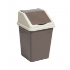 Ведро для мусора с подвижной крышкой 10л квадратное (шоколад/слон.кость)