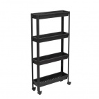 Этажерка VIKEA узкая 4-х ярусная на колесах (черная)