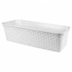 Балконный ящик "Ротанг" 63см с дренажем (белый)