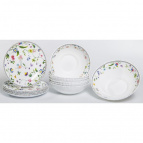 МАНУЭЛА, набор столовый (13), 6 мелк.тарелок 190мм + 6 салатников 650мл 175мм + салатник 950мл 200мм, стеклокерамика, цветная упаковка