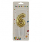 Свеча для торта "Цифра 6", L3,5 W1 H9 см