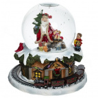 Фигурка декоративная в стекл. шаре "Санта" (музыка), D 10 см, L15 W15 H16 см