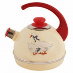 Чайник эмал 3,5л конс/руч слон кость гуси