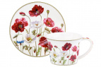 Чайн. пара 2 пр. 270 мл 12,5*9,5*7 см "Маки" NEW BONE CHINA