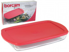 Borcam"жаропр.посуда прямоуг. с пластиковой крышкой (672*380мм) 59006 PLS