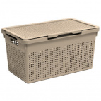 Корзина "Лофт" узкая с крышкой 21л 450х260х240 мм (латте)