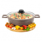 Жаровня (сотейник) 28 см 4,45 л ГАРМОНИЯ ВКУСА "Коричневый мрамор" ИНДУКЦ, С КР.ф28, 39,5*30*14,5 см