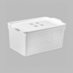 Корзинка "Лофт" 5,3л 295х185х145мм с крышкой (белый)