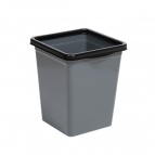 Ведро для мусора с фиксатором квадратное 14л (серо/черный)