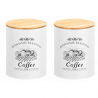 Набор 2 банок д/хранения 1,1 л 11*11*13,8 см "Coffee", с бамбук.крышками