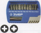 Набор ЗУБР Биты "ЭКСПЕРТ" с магнитным адаптером, Cr-Mo, PH1, PH2 (2шт), PH3, PZ1, PZ2 (2шт), PZ3, SL5,5, SL6,5, 11 пред