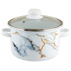 Кастрюля эмал цил Мрамор / Marble 5,5л стекл/кр ТМ Appetite