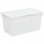 Корзина "Лофт" узкая с крышкой 21л 450х260х240 мм (белый)