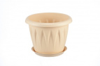 Кашпо АЛИЦИЯ  D140мм 1л с поддоном (Белая Глина)