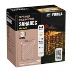 BALANCE   24V Электрогирлянда-конструктор "Занавес" 144 теплых (24 мигающих) LED ламп, 6 нитей, прозрачный провод, 1*3 м /32/4