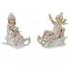 Фигурка декоративная "Ребёнок на санках", 2 в., L9 W5,5 H10,5 см, 2в.