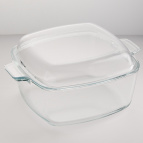 Квадратная кастрюля с крышкой из термостойкого стекла 2,7 л "ЗАБАВА" 26.1*21.6*12.5