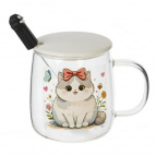 Кружка с крышкой и ложкой, 430 мл, L12 W9 H12,5 см