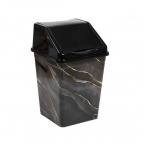 Ведро для мусора с подвижной крышкой 16л квадратное с декором "Черный Мрамор"