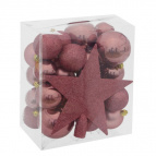 Украшение новогоднее "Шар и звезда", набор из 30 шт + 1 звезда, D20/8/6/5/4/3 см Полимерный материал