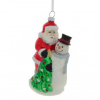 Украшение новогоднее "Дед Мороз и снеговик", L7 W6 H13 см