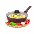 Сковорода глубокая 26 см Elan Gallery ГАРМОНИЯ ВКУСА Рубин с крышкой D26, со съёмной ручкой