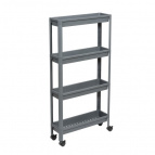 Этажерка VIKEA узкая 4-х ярусная на колесах (серый)