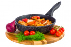 Сковорода глубокая 20 см ГАРМОНИЯ ВКУСА "Черный мрамор" без крышки, н/р, 35,5*21*9 см