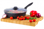 Сковорода глубокая 26 см ГАРМОНИЯ ВКУСА "Черный мрамор" С КРЫШКОЙ ф26, н/р, 45,5*27*12,5 см