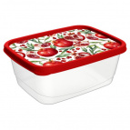 Контейнер для продуктов прямоугольный 1,5л с декором (красный)