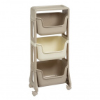 Этажерка "Junior" напольная  3-х ярусная на колесах (латте/слон.кость)