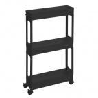 Этажерка узкая 3-х ярусная на колесах (черный)