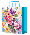 Пакет подарочный с глянцевой ламин 22x31x10 см (ML) Нарисованные цветы, 128 г ППК-4419 * Optima 