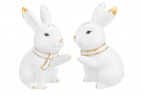 Набор для специй "Кролики" 2 предмета, 7*5,5*10 см 65 мл - солонка и перечница, белый с золотом, фарфор