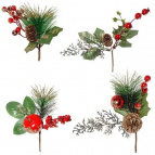 Новогоднее украшение Ветка, H 19 см, 4в. (без инд.упаковки)