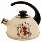 Чайник эмал 2,5л конс/руч слон кость полевые маки