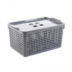 Корзинка "Лофт" 5,3л 295х185х145мм с крышкой (серый)