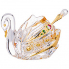 Икорница "лебедь lefard gold glass" 11*7 см. высота=8,5 см. с ложкой 