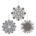 Украшение новогоднее "Снежинка", L10 W10 H22 см, 3в.