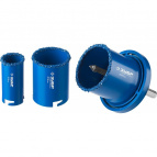 Набор кольцевых коронок ЗУБР "ПРОФЕССИОНАЛ" c карбид-вольфрамовым нанесением, 5 предм. в блистере: коронки O 33, 53, 67 мм, основание, сверло