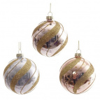 Украшение новогоднее "Шар", L8 W8 H9 см, 3в.   Стеклянный