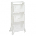Этажерка "Лофт" напольная  3-х ярусная на колесах (белый)