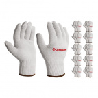 ЗУБР L-XL, х/б перчатки без покрытия, 10 класс, 10 пар (11446-XL10)