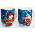 HAPPY HOLIDAYS, кружка 350мл, МИКС 2 ДЕКОРА, NEW BONE CHINA, упаковка - гофрокороб